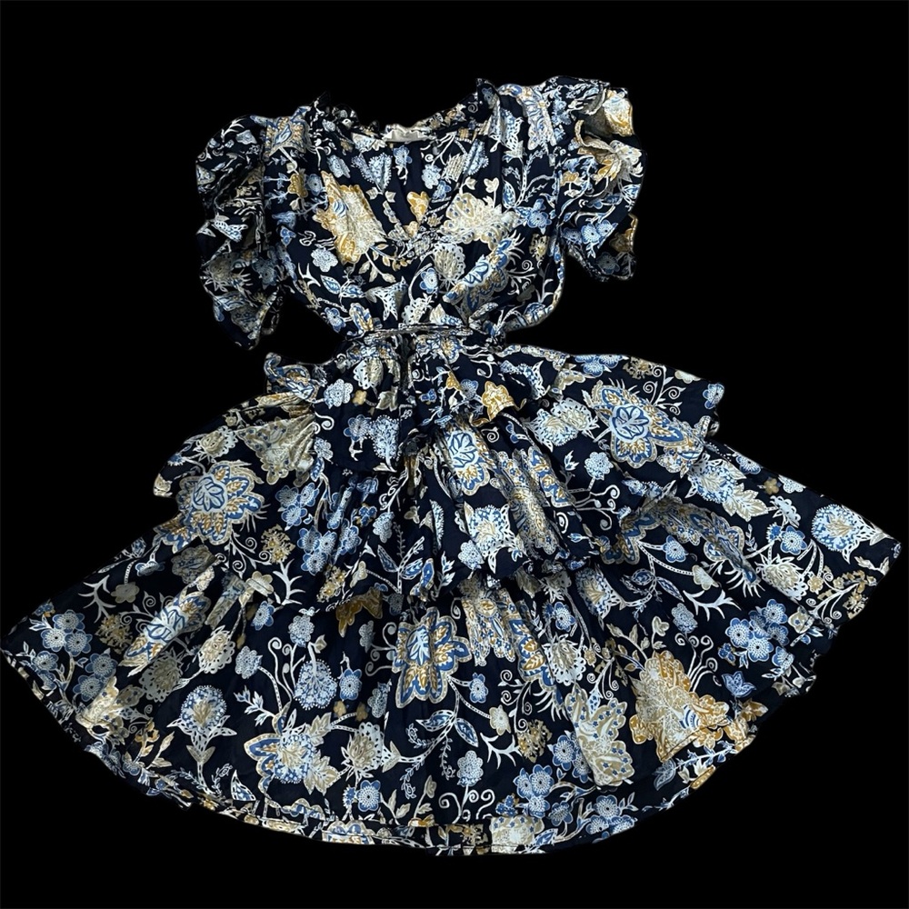 Elan Cotton Tiered Floral Ruffle Dress size XS